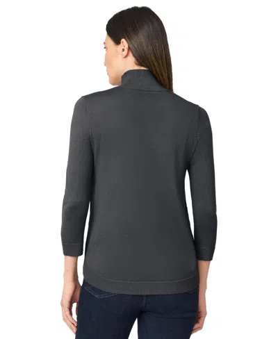 Melissa Paige Women's Mock-neck Side-zip Sweater In Black