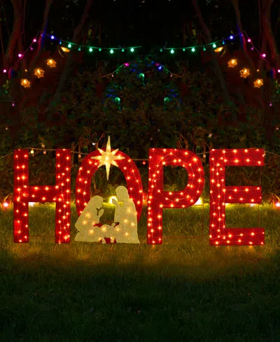 Glitzhome Lighted Fabric Christmas 2d Nativity Hope Polyethylene Lighting Decor, Set Of 4 In Multi