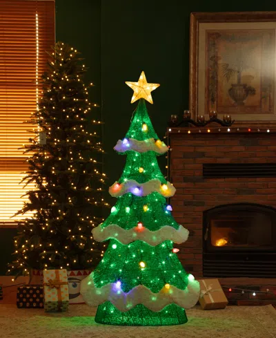 Glitzhome 74.5" Lighted Mesh 3d Christmas Tree In Multi