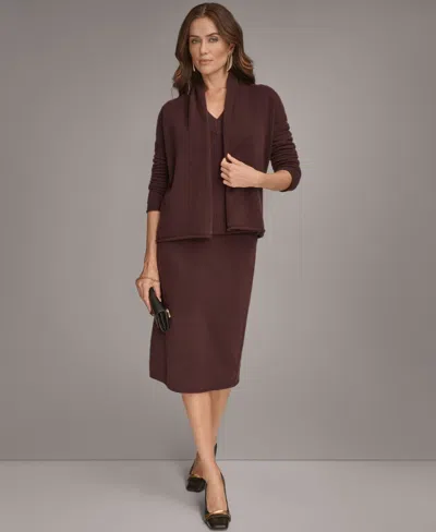 Donna Karan Women's Open Front Cashmere Cardigan In Burgundy