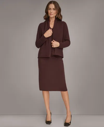 Donna Karan Women's Open Front Cashmere Cardigan In Burgundy