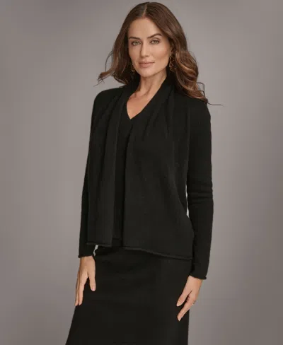 Donna Karan Women's Open Front Cashmere Cardigan In Black