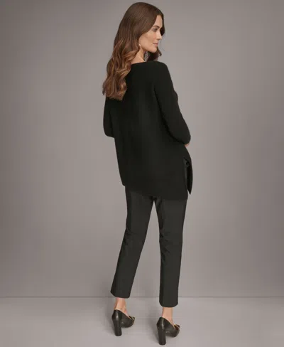 Donna Karan Women's Asymmetric Hem Cashmere Poncho Sweater In Black