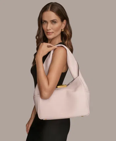 Donna Karan Amagansett Soft-rolled Leather Shoulder With Sculpted Magnet Closure In Pink