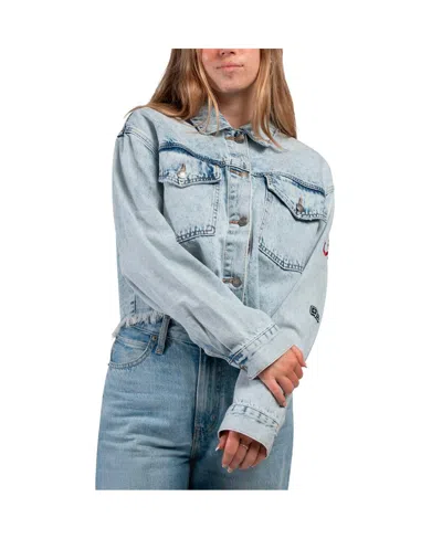 Hype And Vice Women's Denim Alabama Crimson Tide Lightwash Full-button Jean Jacket In Blue