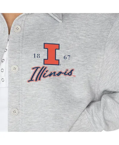 Gameday Couture Women's Ash Illinois Fighting Illini Foundation Full-button Long Sleeve Overshirt In Gray
