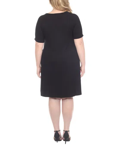 White Mark Plus Size Criss Cross Neckline Maternity Dress In Black
