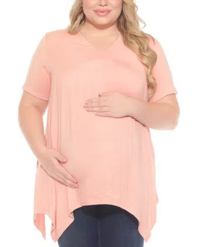 White Mark Plus Size Shirred Maternity Top In Pink