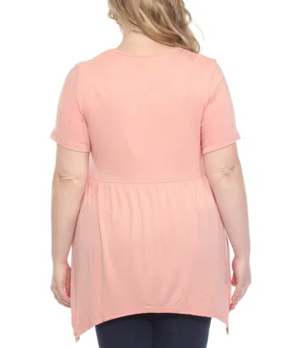 White Mark Plus Size Shirred Maternity Top In Pink