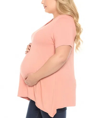 White Mark Plus Size Shirred Maternity Top In Pink