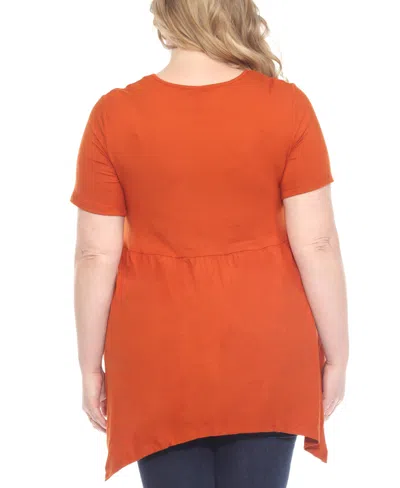 White Mark Plus Size Shirred Maternity Top In Orange