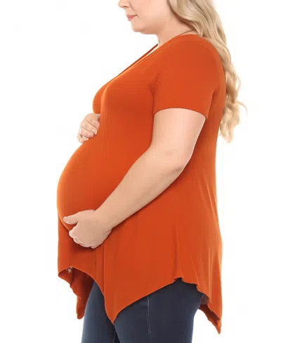 White Mark Plus Size Shirred Maternity Top In Orange