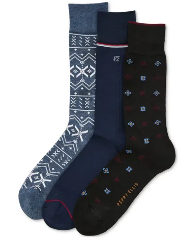 Perry Ellis Portfolio Men's 3pk. Mixed Patterned Socks In Multi
