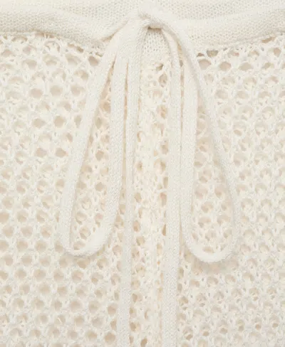 Mango Open Stitch Flare Drawstring Pants In White