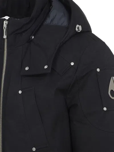 Moose Knuckles Versatile Bomber Jacket Removable Hood In Black