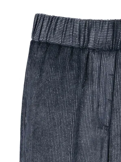 Peserico Wide-leg Trousers With Ribbed Texture In Blue
