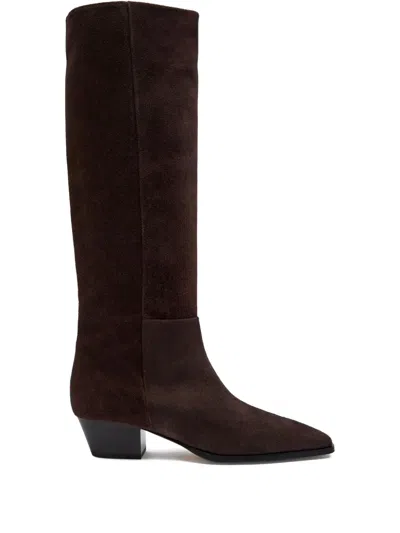 Aeyde 40mm Medea Suede Pointed-toe Boots In Brown