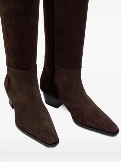 Aeyde 40mm Medea Suede Pointed-toe Boots In Brown