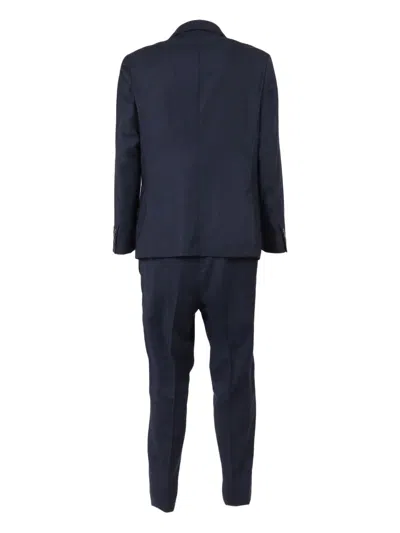 Tombolini Zero Gravity Tailored Black Wool Blend Suit In Blue