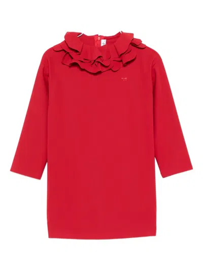 Il Gufo Layered Ruffle Dress In Red