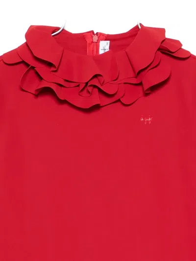 Il Gufo Layered Ruffle Dress In Red