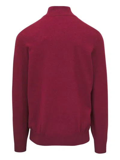 Brunello Cucinelli Half-zip Cashmere Sweater In Burgundy