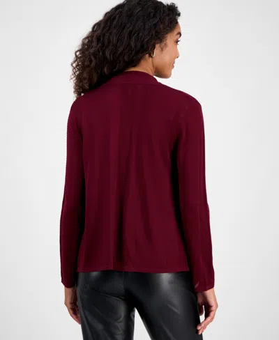 Kasper Women's Stitch-trim A-line Open-front Sweater In Burgundy