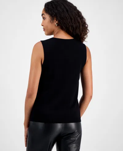 Kasper Women's Studded V-neck Sleeveless Top In Black