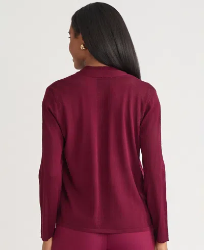 Kasper Women's Stitch-trim A-line Open-front Sweater In Burgundy