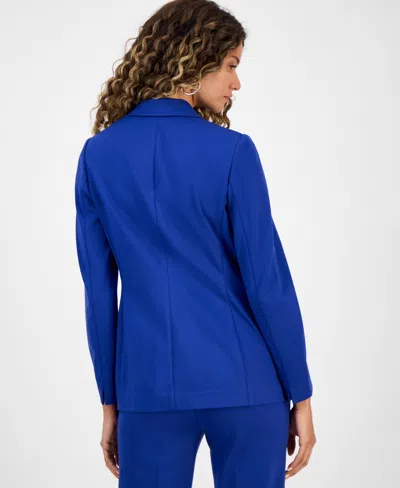 Bar Iii Women's Notch-collar Single Button Blazer, Created For Macy's In Blue