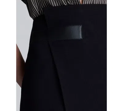 Kenneth Cole Boiled Wool Asymmetrical Slit Midi Skirt In Black