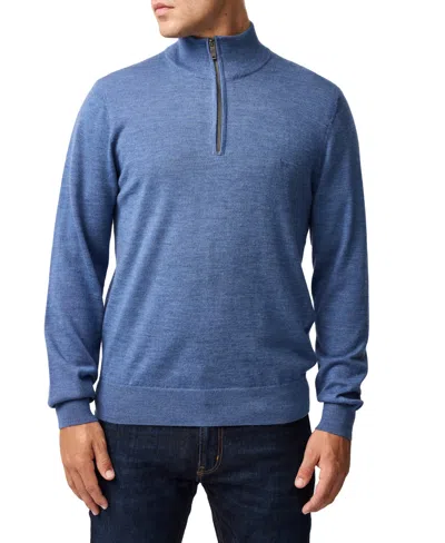 Rodd & Gunn Nobles Funnel Neck Merino Wool Half Zip Sweater In Blue