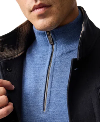 Rodd & Gunn Nobles Funnel Neck Merino Wool Half Zip Sweater In Blue