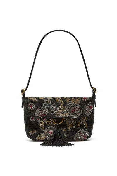 Maliparmi Beaded Floral-pattern Shoulder Bag In Black