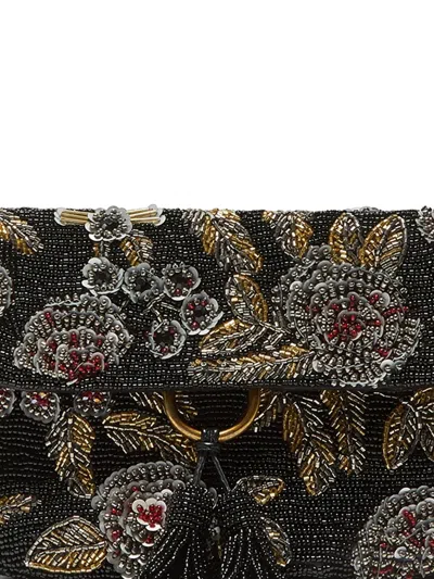 Maliparmi Beaded Floral-pattern Shoulder Bag In Black