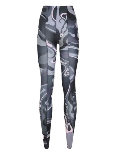 Pucci Abstract Print High Waist Trousers In Multi