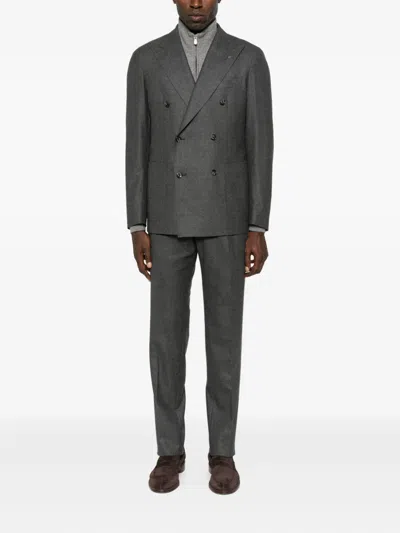 Tagliatore Double-breasted Suit In Gray