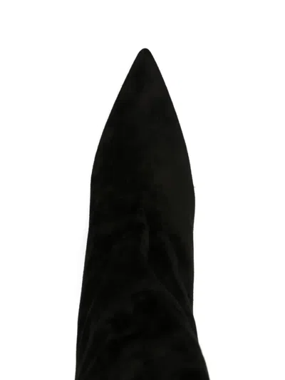 Khaite 40mm Pointed-toe Suede Boots In Black