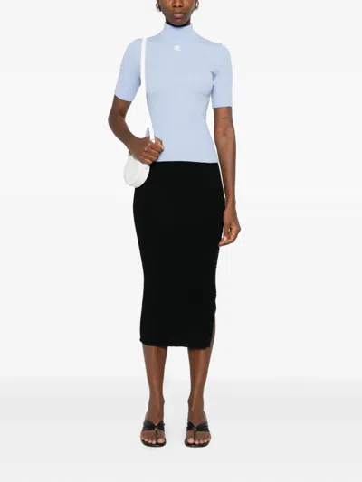 Courrèges Multi Snap Light Rib Skirt Clothing In Black