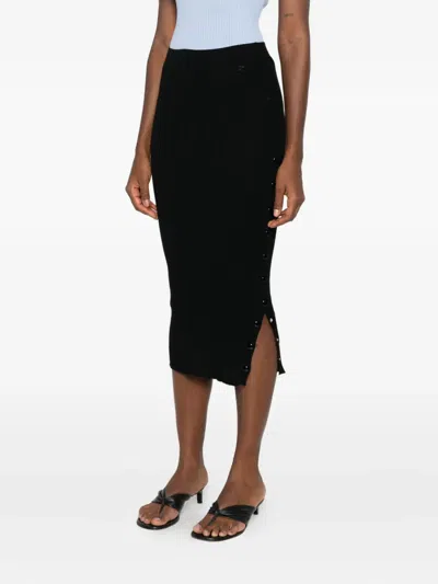 Courrèges Multi Snap Light Rib Skirt Clothing In Black