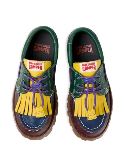 Bobo Choses X Camper Compas Nautic Leather Boat Shoes In Multi