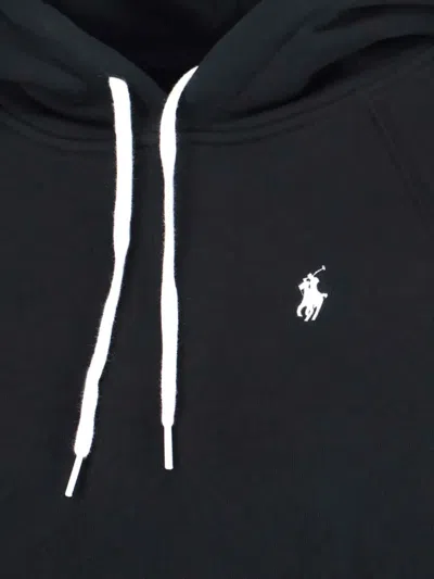Polo Ralph Lauren Black Hoodie With Drawstring Hood And Pony Embroidery On The Front In Cotton Blend Woman In Black