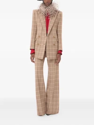 Valentino Checked Double-breasted Virgin Wool Blazer In Neutral