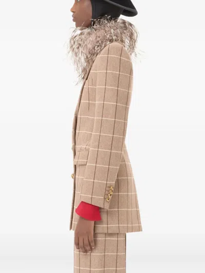 Valentino Checked Double-breasted Virgin Wool Blazer In Neutral