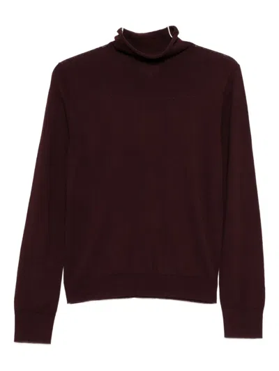 Yerse Joni Turtleneck Sweater In Wool And Cotton Blend  In Burgundy