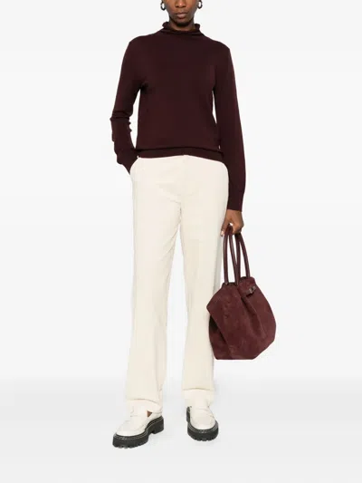 Yerse Joni Turtleneck Sweater In Wool And Cotton Blend  In Burgundy