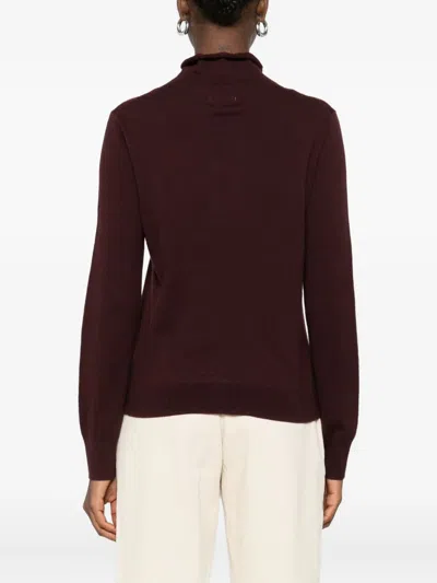 Yerse Joni Turtleneck Sweater In Wool And Cotton Blend  In Burgundy