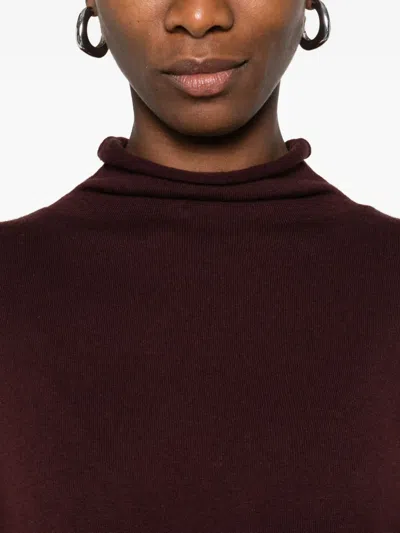 Yerse Joni Turtleneck Sweater In Wool And Cotton Blend  In Burgundy
