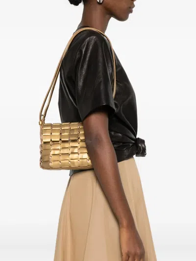 Dragon Diffusion Structured Handbag With Top Handle And Smooth Finish In Gold