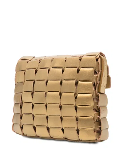 Dragon Diffusion Structured Handbag With Top Handle And Smooth Finish In Gold